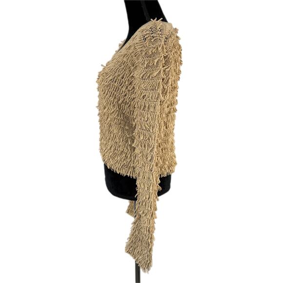 rag & bone Cardigan - Shag Loop Crop - Khaki Boho Knit - Designer - Size L - Picture 3 of 6